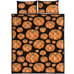 Orange Pumpkin Pattern Print Quilt Bed Set