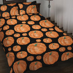 Orange Pumpkin Pattern Print Quilt Bed Set