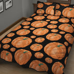 Orange Pumpkin Pattern Print Quilt Bed Set
