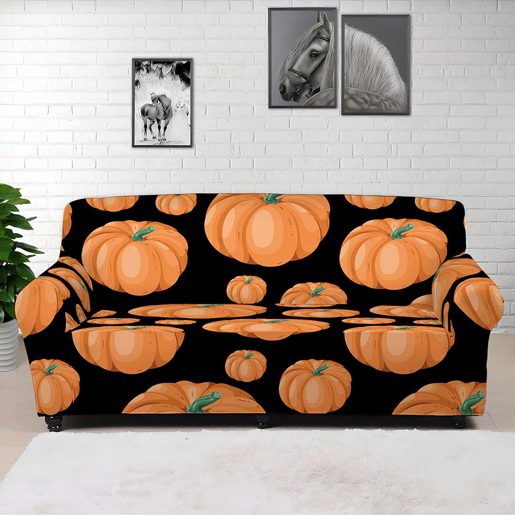 Orange Pumpkin Pattern Print Sofa Cover