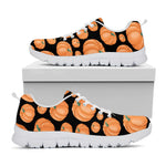 Orange Pumpkin Pattern Print White Sneakers