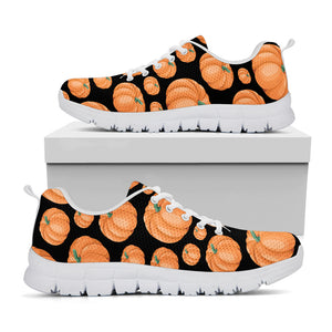 Orange Pumpkin Pattern Print White Sneakers