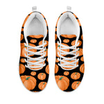 Orange Pumpkin Pattern Print White Sneakers