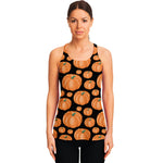 Orange Pumpkin Pattern Print Women's Racerback Tank Top