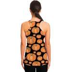 Orange Pumpkin Pattern Print Women's Racerback Tank Top