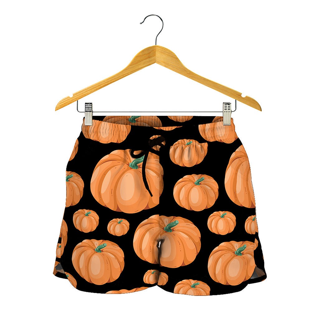 Orange Pumpkin Pattern Print Women's Shorts