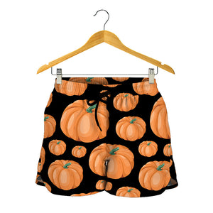 Orange Pumpkin Pattern Print Women's Shorts