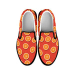 Orange Slices Pattern Print Black Slip On Shoes