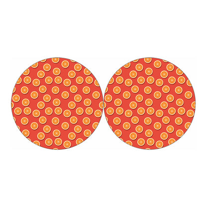 Orange Slices Pattern Print Car Coasters