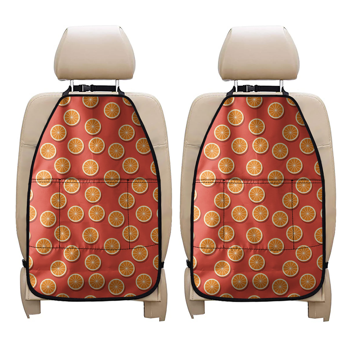Orange Slices Pattern Print Car Seat Organizers