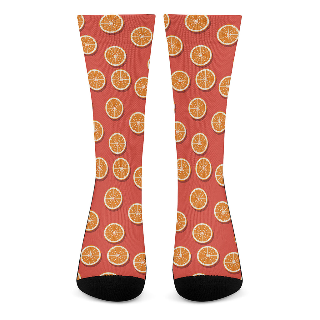 Orange Slices Pattern Print Crew Socks