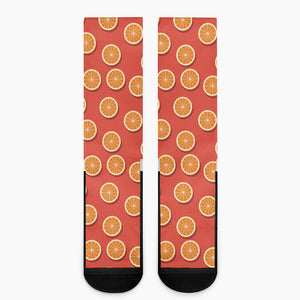 Orange Slices Pattern Print Crew Socks