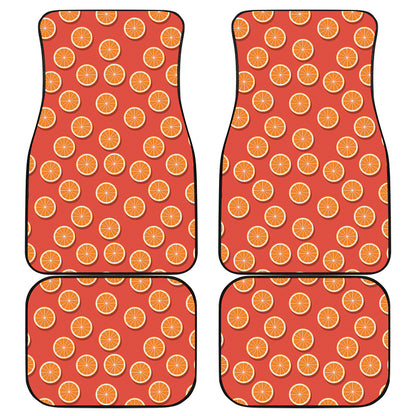 Orange Slices Pattern Print Front and Back Car Floor Mats