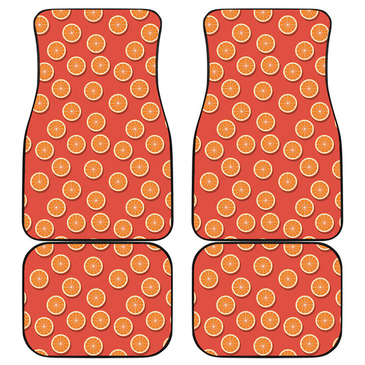 Orange Slices Pattern Print Front and Back Car Floor Mats