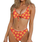Orange Slices Pattern Print Front Bow Tie Bikini