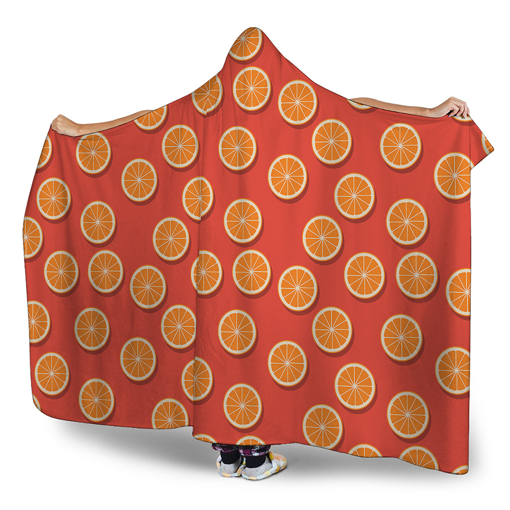 Orange Slices Pattern Print Hooded Blanket