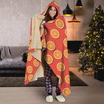 Orange Slices Pattern Print Hooded Blanket