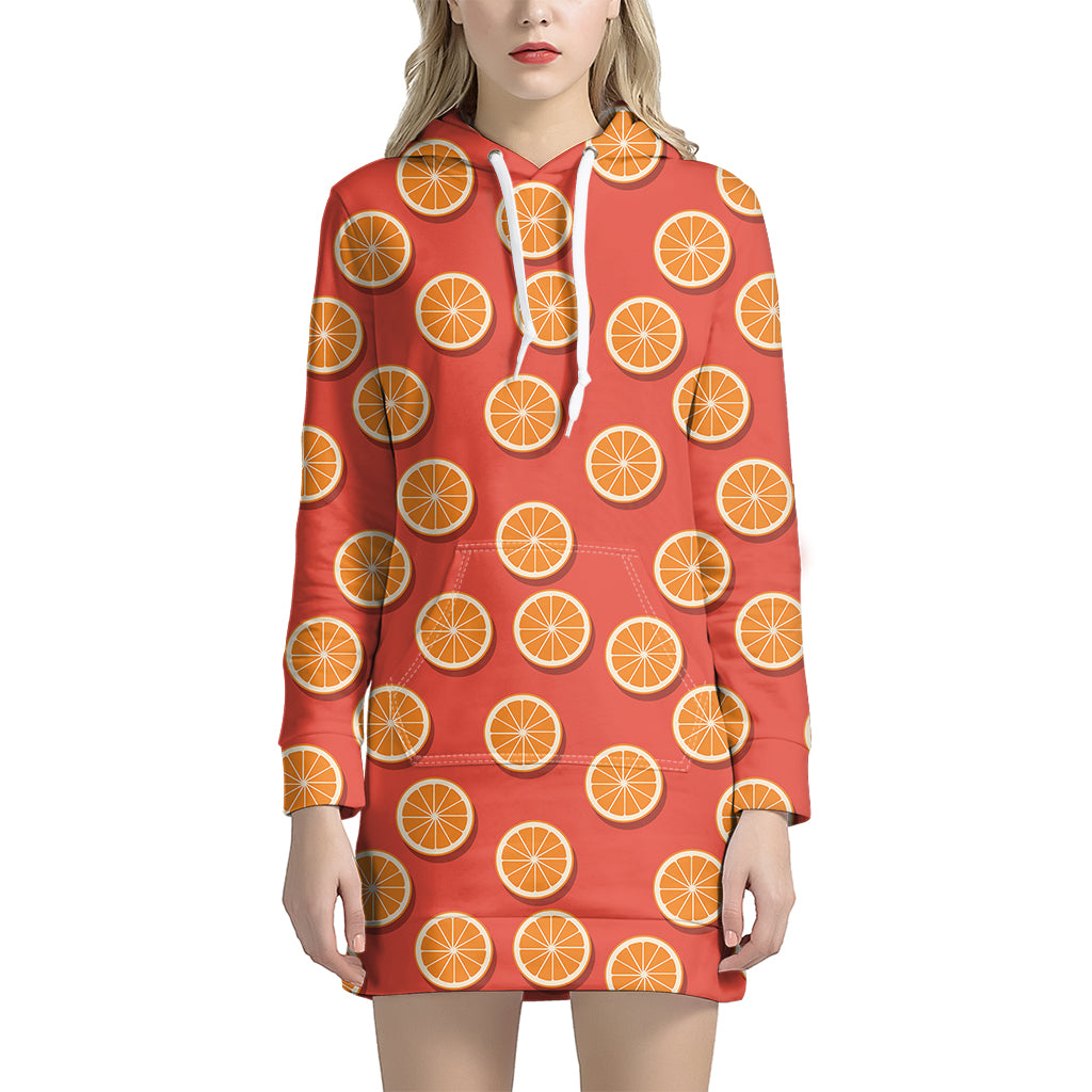 Orange Slices Pattern Print Hoodie Dress