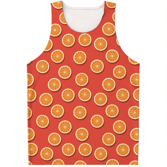 Orange Slices Pattern Print Men's Tank Top