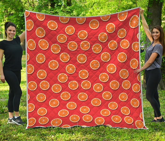 Orange Slices Pattern Print Quilt