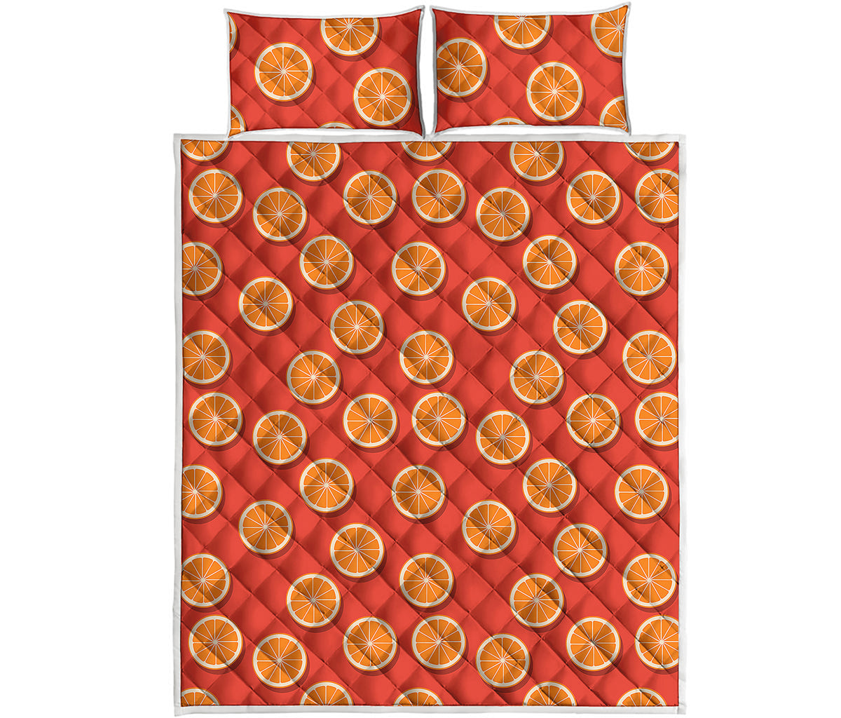 Orange Slices Pattern Print Quilt Bed Set