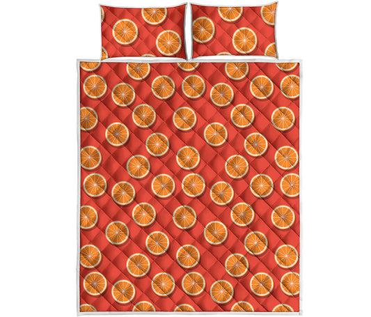 Orange Slices Pattern Print Quilt Bed Set