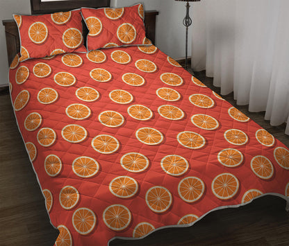 Orange Slices Pattern Print Quilt Bed Set