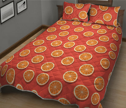 Orange Slices Pattern Print Quilt Bed Set
