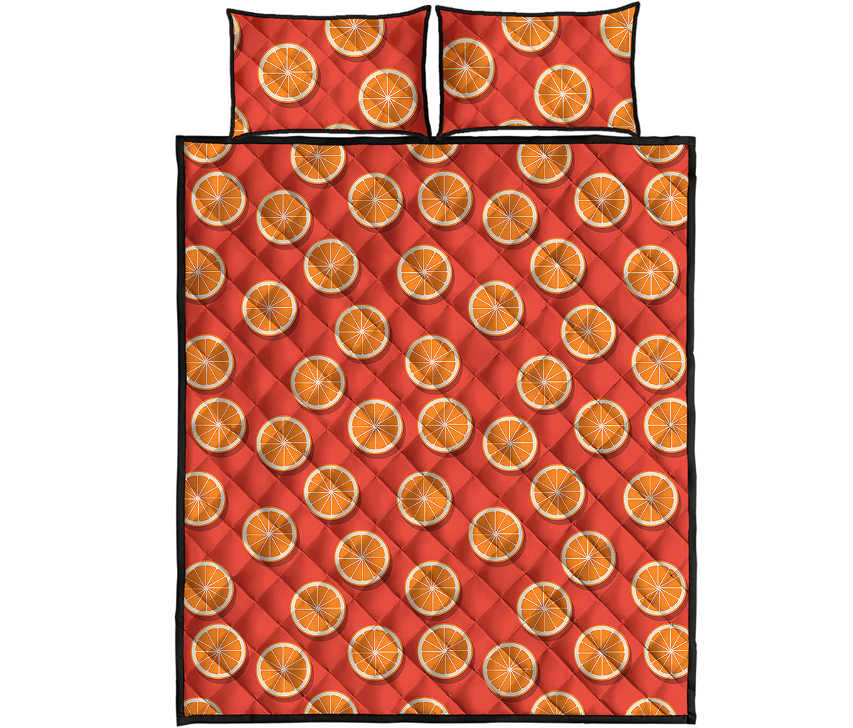 Orange Slices Pattern Print Quilt Bed Set