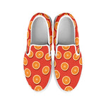Orange Slices Pattern Print White Slip On Shoes