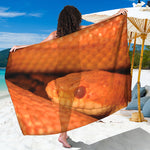 Orange Snake Print Beach Sarong Wrap