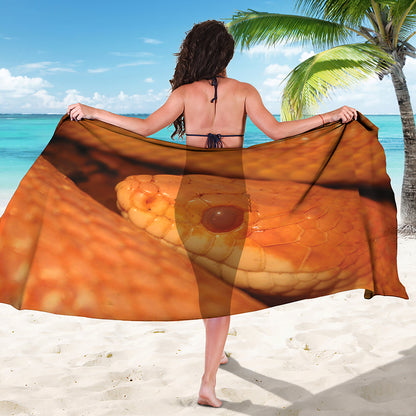 Orange Snake Print Beach Sarong Wrap