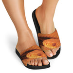 Orange Snake Print Black Slide Sandals