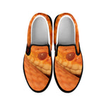 Orange Snake Print Black Slip On Shoes