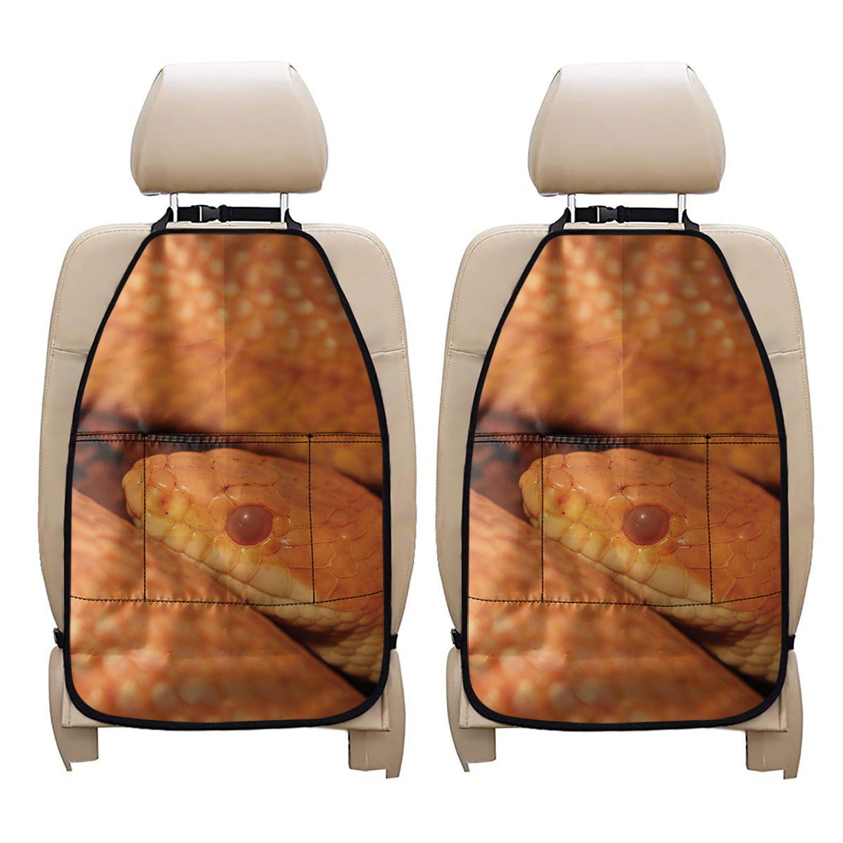 Orange Snake Print Car Seat Organizers