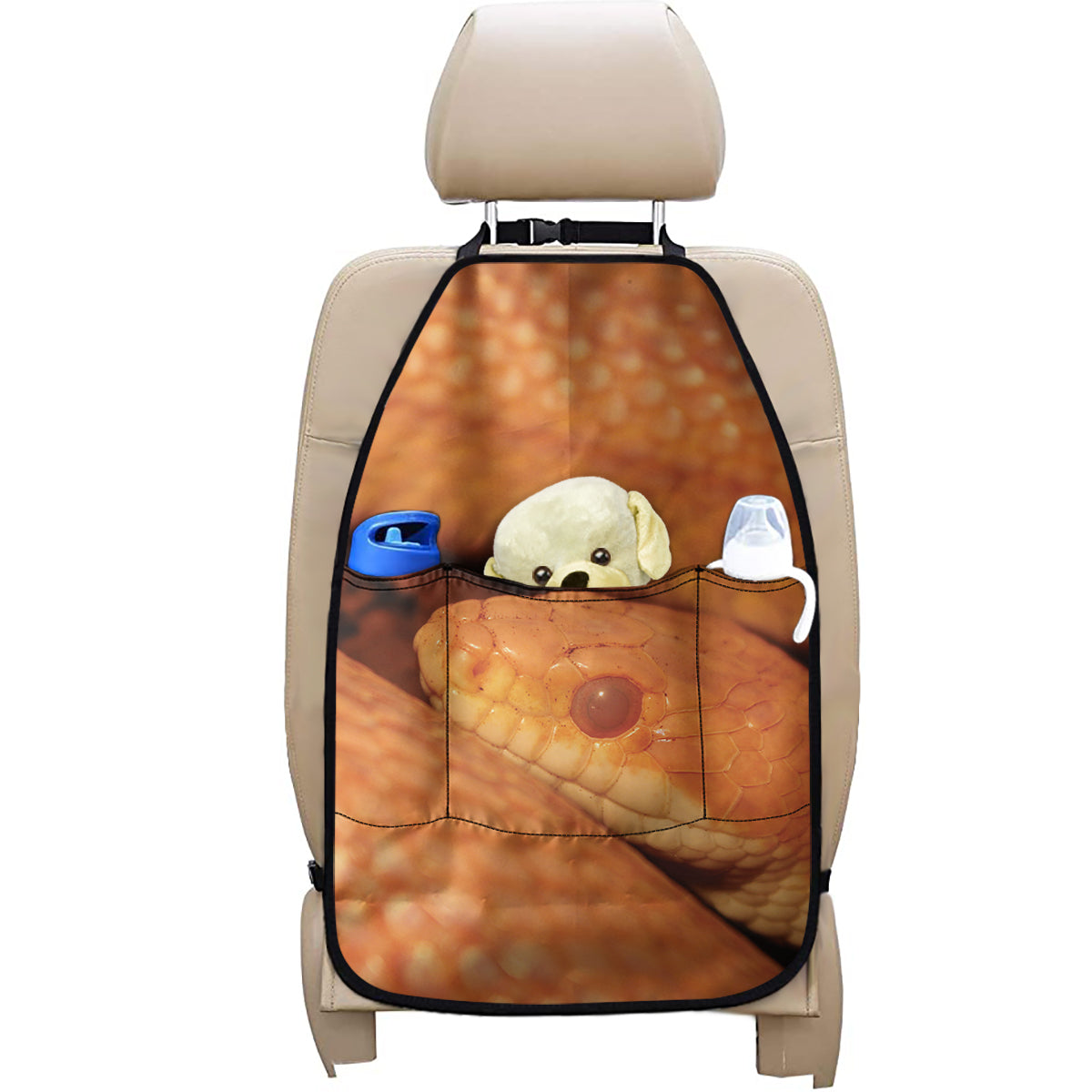 Orange Snake Print Car Seat Organizers