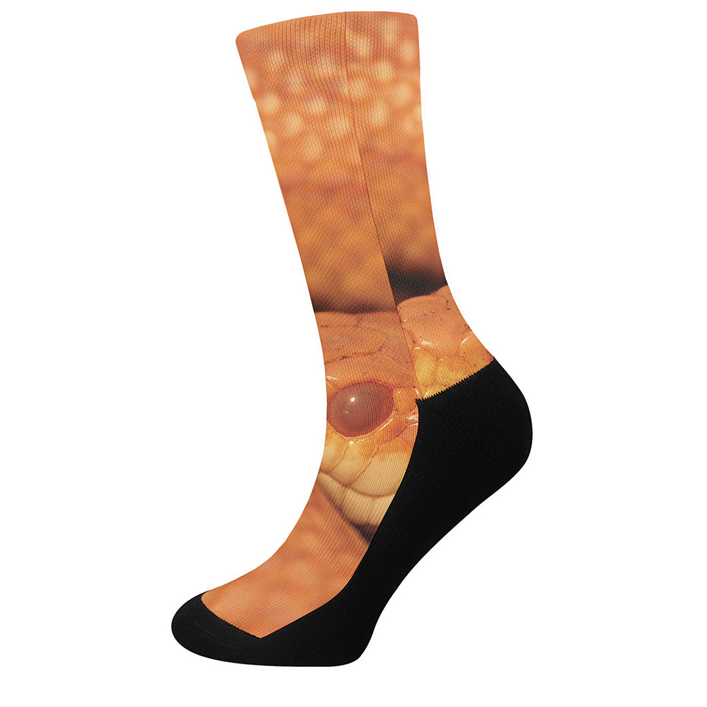 Orange Snake Print Crew Socks