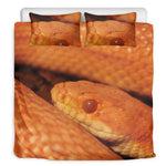 Orange Snake Print Duvet Cover Bedding Set