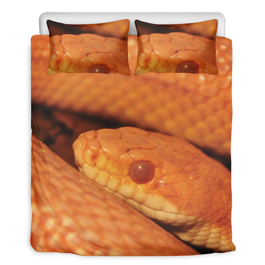 Orange Snake Print Duvet Cover Bedding Set