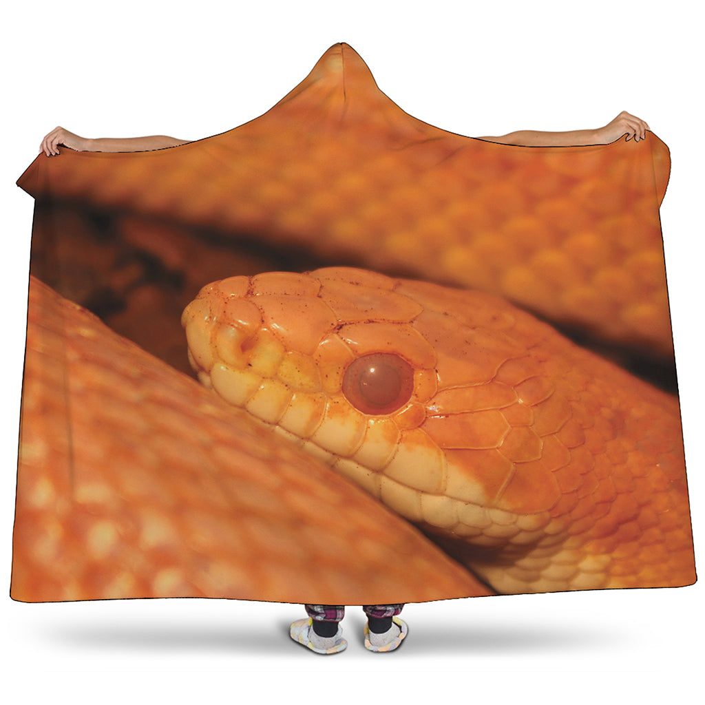 Orange Snake Print Hooded Blanket