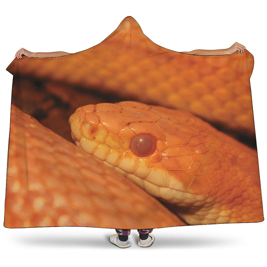 Orange Snake Print Hooded Blanket
