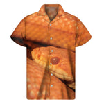 Orange Snake Print Men's Short Sleeve Shirt