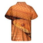 Orange Snake Print Men's Short Sleeve Shirt