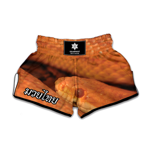Orange Snake Print Muay Thai Boxing Shorts