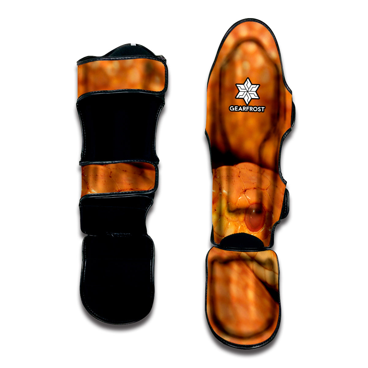 Orange Snake Print Muay Thai Shin Guard