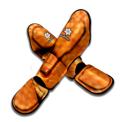 Orange Snake Print Muay Thai Shin Guard