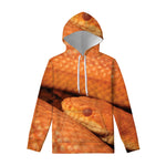 Orange Snake Print Pullover Hoodie