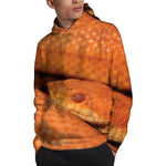 Orange Snake Print Pullover Hoodie
