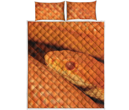 Orange Snake Print Quilt Bed Set