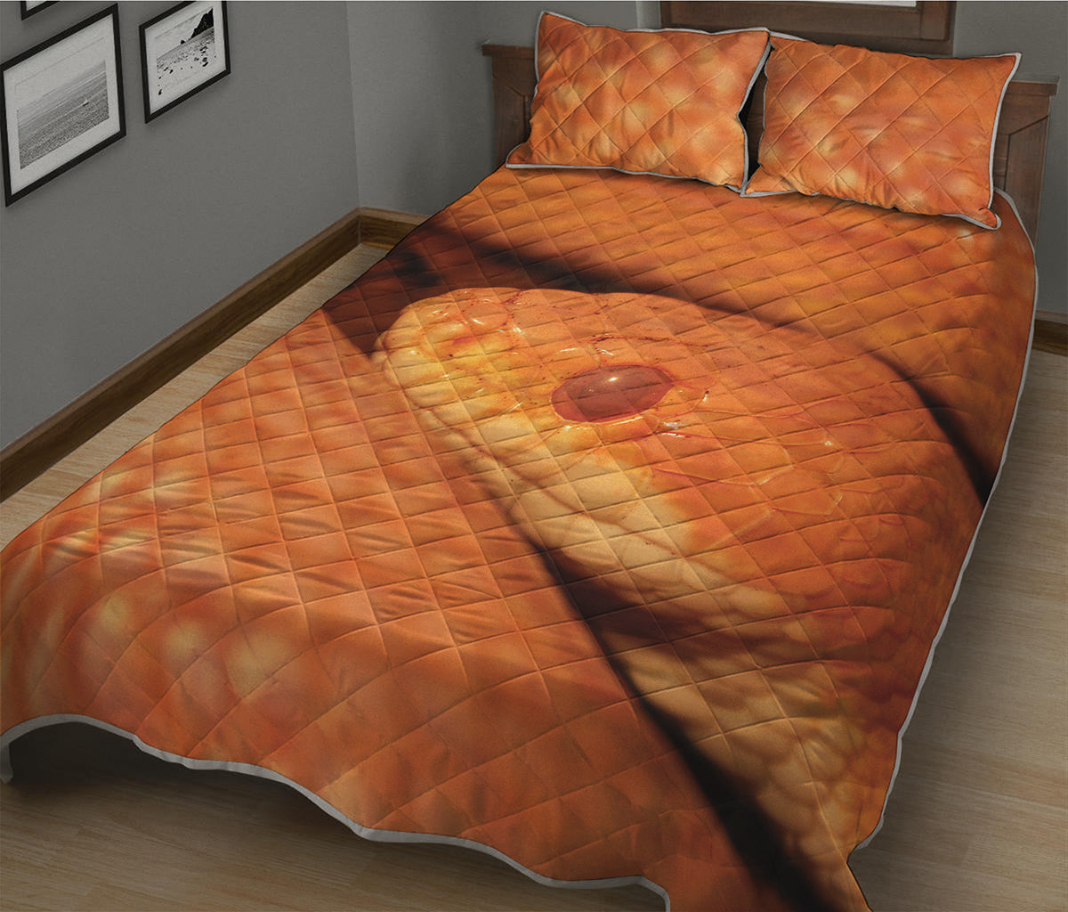Orange Snake Print Quilt Bed Set